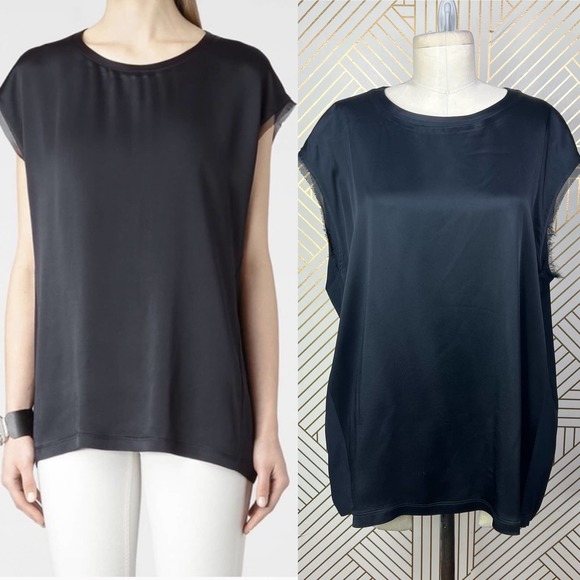 All Saints Tops - AllSaints Cora Sleeveless Top in Navy Blue & Black Size US 8